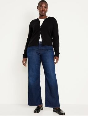 Old Navy High Rise Wow Wide Leg Dark Wash Denim Jeans 14